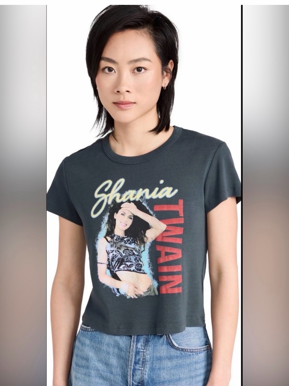Daydreamer Black Shania Graphic Tee with Red & Yellow Accents sz S